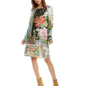 Johnny Was Island Print Silk Tunic Dress - Size M (8)